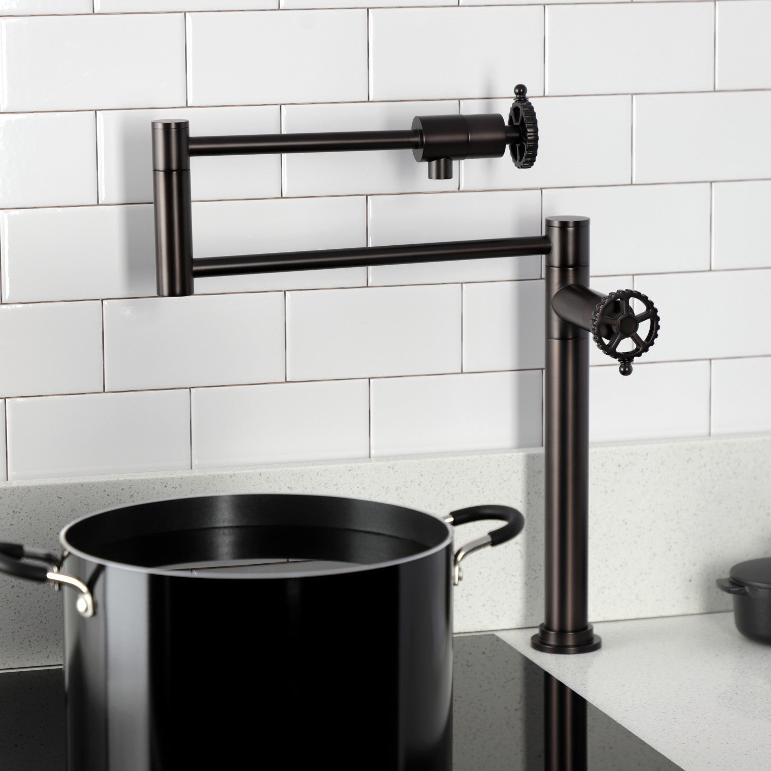 Kingston Sona KS4705CG - Fuller Two-Handle 1-Hole Deck Mount Pot Filler Faucet, Oil Rubbed Bronze — thumbnail 2